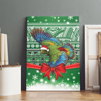 New Zealand Kea Bird Christmas Canvas Wall Art Maori Inspired Knitted Patterns