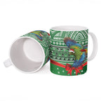 New Zealand Kea Bird Christmas Ceramic Mug Maori Inspired Knitted Patterns