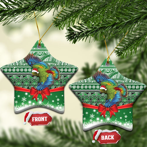 New Zealand Kea Bird Christmas Ceramic Ornament Maori Inspired Knitted Patterns