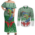 New Zealand Kea Bird Christmas Couples Matching Off Shoulder Maxi Dress and Long Sleeve Button Shirt Maori Inspired Knitted Patterns