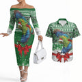 New Zealand Kea Bird Christmas Couples Matching Off The Shoulder Long Sleeve Dress and Hawaiian Shirt Maori Inspired Knitted Patterns
