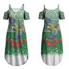New Zealand Kea Bird Christmas Couples Matching Summer Maxi Dress and Hawaiian Shirt Maori Inspired Knitted Patterns