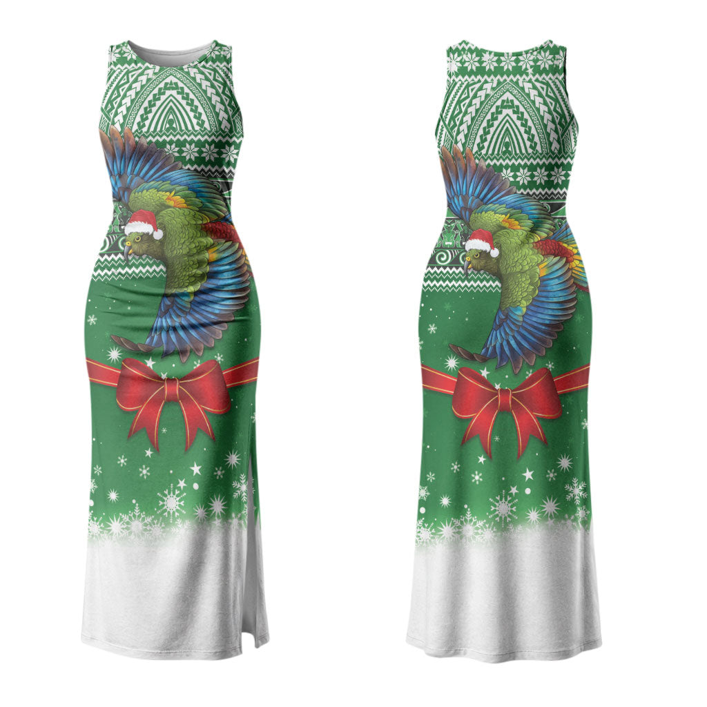 New Zealand Kea Bird Christmas Couples Matching Tank Maxi Dress and Hawaiian Shirt Maori Inspired Knitted Patterns