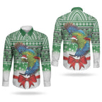 New Zealand Kea Bird Christmas Couples Matching Tank Maxi Dress and Long Sleeve Button Shirt Maori Inspired Knitted Patterns