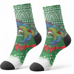 New Zealand Kea Bird Christmas Crew Socks Maori Inspired Knitted Patterns