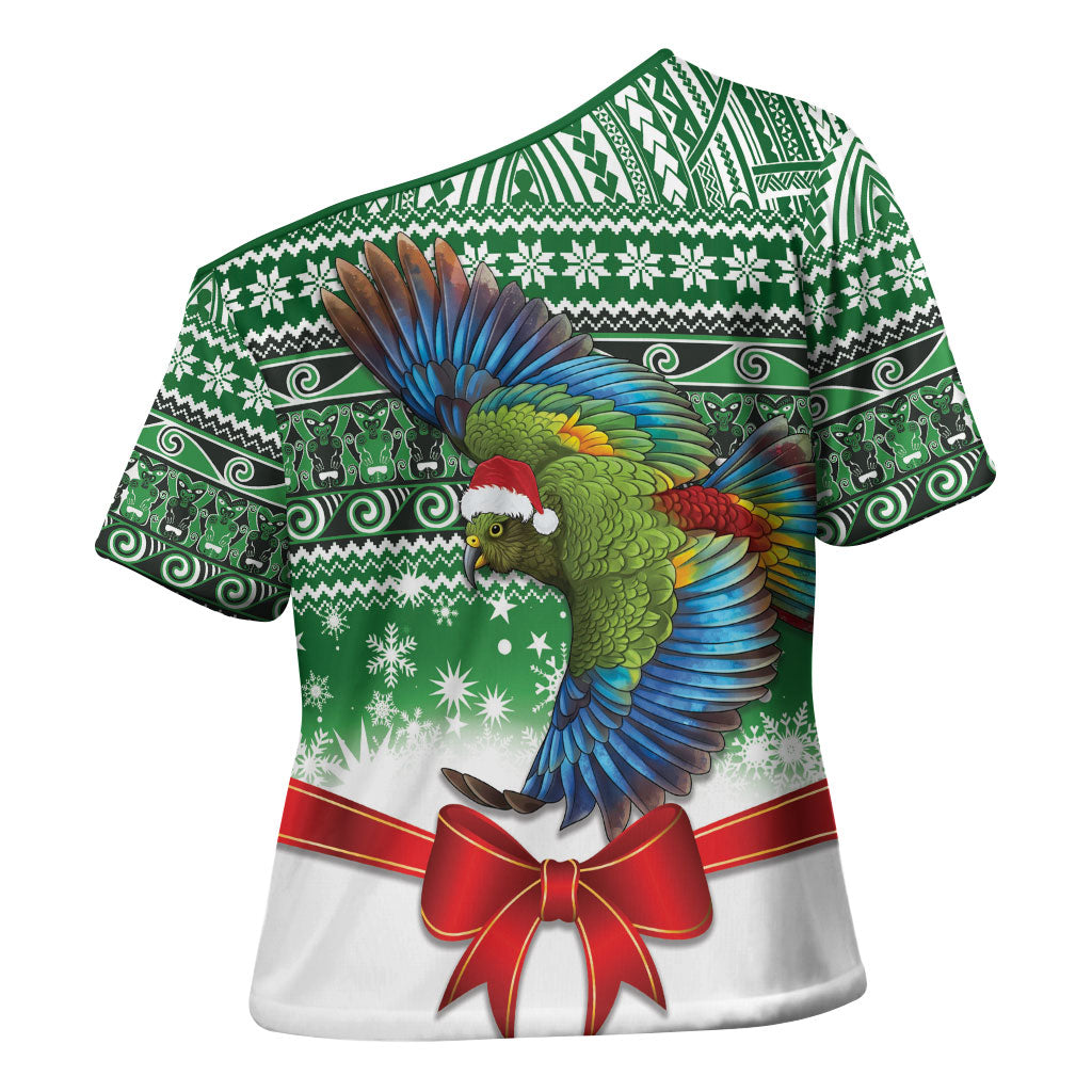 New Zealand Kea Bird Christmas Cross Shoulder Shirt Maori Inspired Knitted Patterns