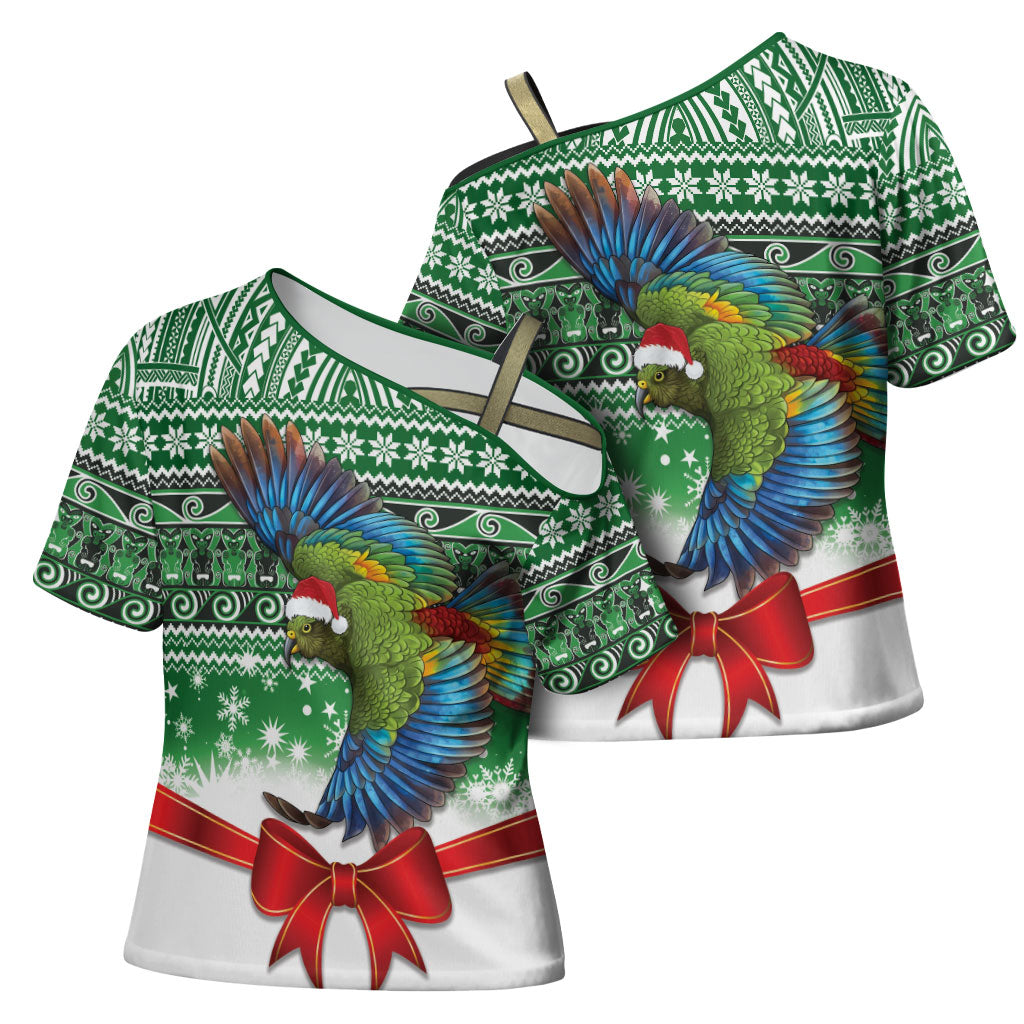 New Zealand Kea Bird Christmas Cross Shoulder Shirt Maori Inspired Knitted Patterns