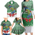 New Zealand Kea Bird Christmas Family Matching Long Sleeve Bodycon Dress and Hawaiian Shirt Maori Inspired Knitted Patterns