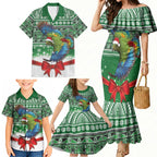 New Zealand Kea Bird Christmas Family Matching Mermaid Dress and Hawaiian Shirt Maori Inspired Knitted Patterns