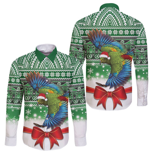 New Zealand Kea Bird Christmas Family Matching Off Shoulder Short Dress and Hawaiian Shirt Maori Inspired Knitted Patterns