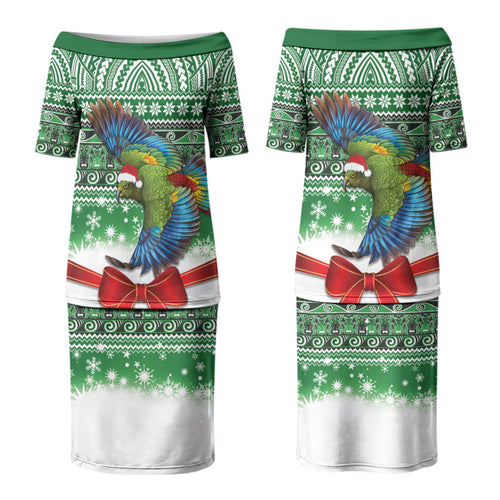 New Zealand Kea Bird Christmas Family Matching Puletasi and Hawaiian Shirt Maori Inspired Knitted Patterns