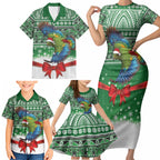 New Zealand Kea Bird Christmas Family Matching Short Sleeve Bodycon Dress and Hawaiian Shirt Maori Inspired Knitted Patterns