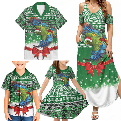 New Zealand Kea Bird Christmas Family Matching Summer Maxi Dress and Hawaiian Shirt Maori Inspired Knitted Patterns