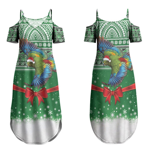 New Zealand Kea Bird Christmas Family Matching Summer Maxi Dress and Hawaiian Shirt Maori Inspired Knitted Patterns