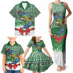New Zealand Kea Bird Christmas Family Matching Tank Maxi Dress and Hawaiian Shirt Maori Inspired Knitted Patterns
