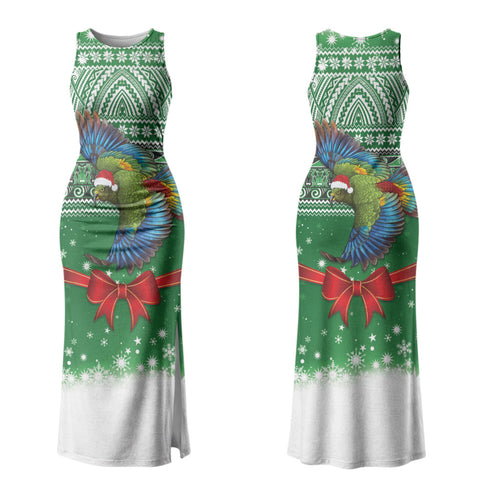 New Zealand Kea Bird Christmas Family Matching Tank Maxi Dress and Hawaiian Shirt Maori Inspired Knitted Patterns