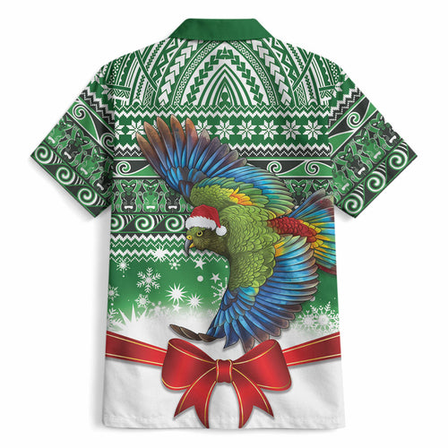 New Zealand Kea Bird Christmas Hawaiian Shirt Maori Inspired Knitted Patterns