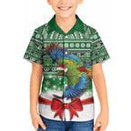 New Zealand Kea Bird Christmas Hawaiian Shirt Maori Inspired Knitted Patterns