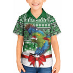 New Zealand Kea Bird Christmas Kid Hawaiian Shirt Maori Inspired Knitted Patterns