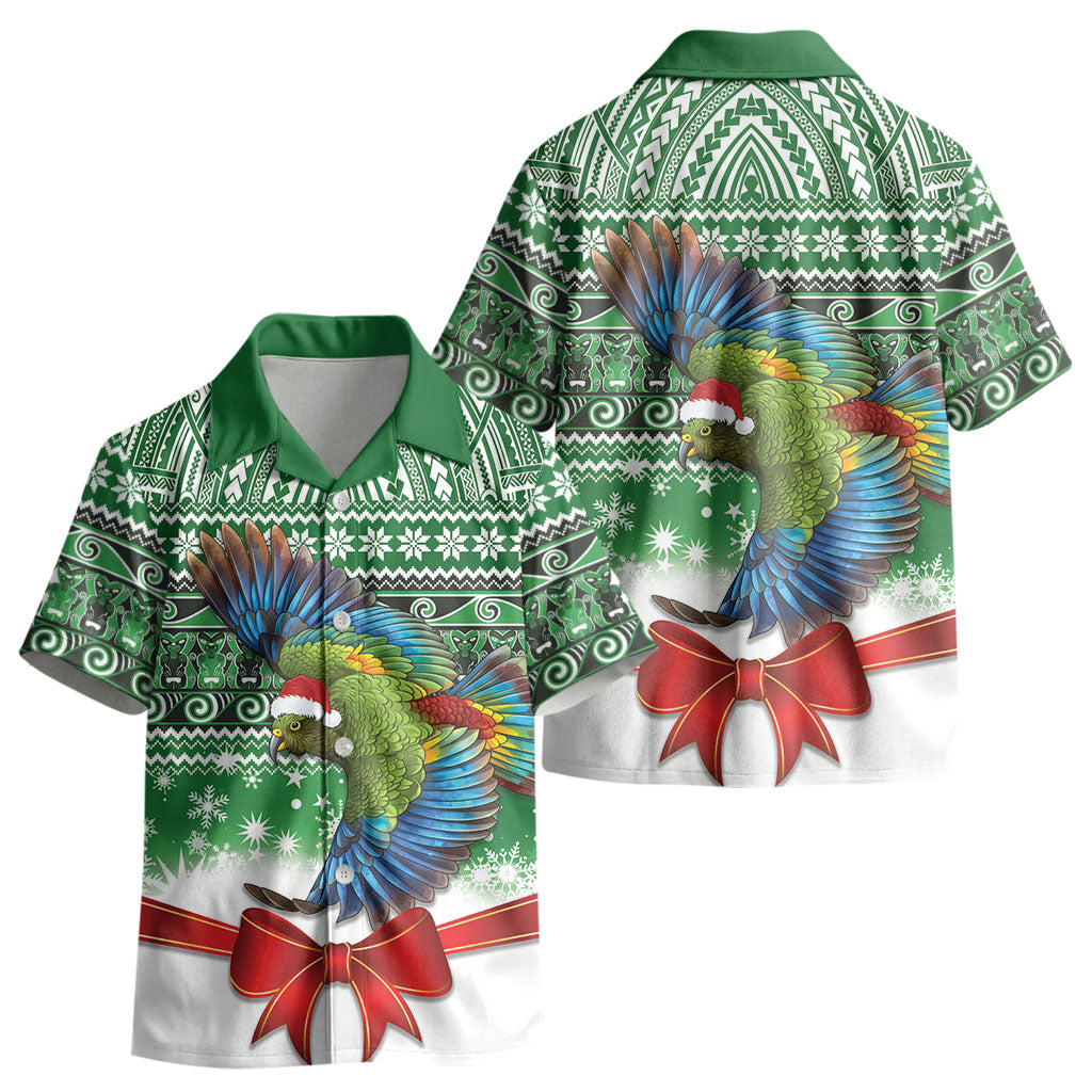 New Zealand Kea Bird Christmas Kid Hawaiian Shirt Maori Inspired Knitted Patterns