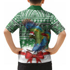 New Zealand Kea Bird Christmas Kid Hawaiian Shirt Maori Inspired Knitted Patterns