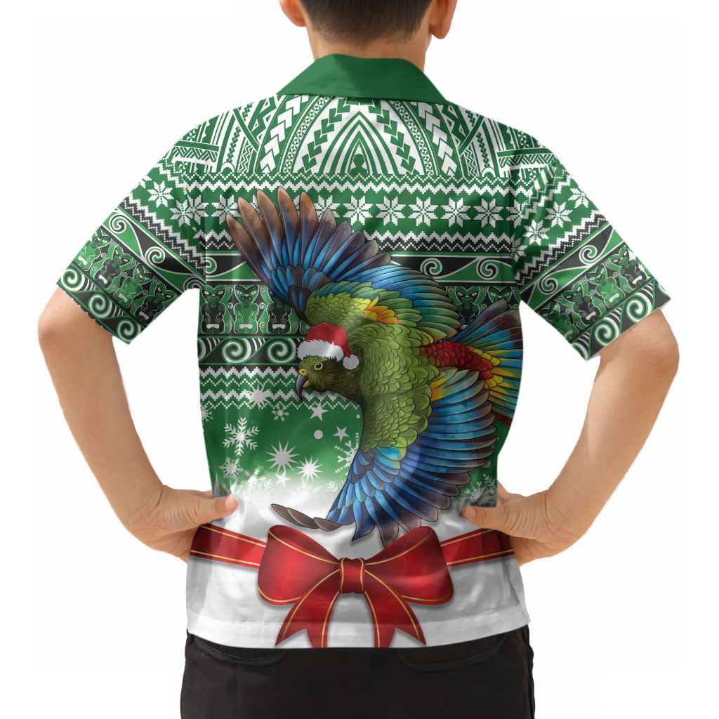 New Zealand Kea Bird Christmas Kid Hawaiian Shirt Maori Inspired Knitted Patterns