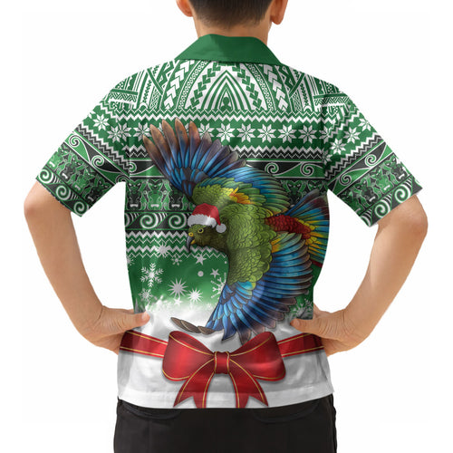 New Zealand Kea Bird Christmas Kid Hawaiian Shirt Maori Inspired Knitted Patterns