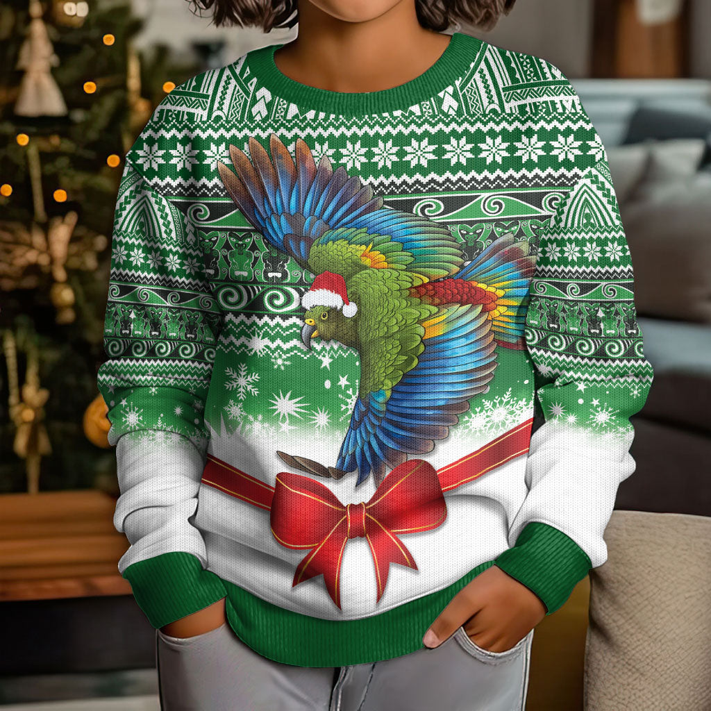 New Zealand Kea Bird Christmas Kid Ugly Christmas Sweater Maori Inspired Knitted Patterns