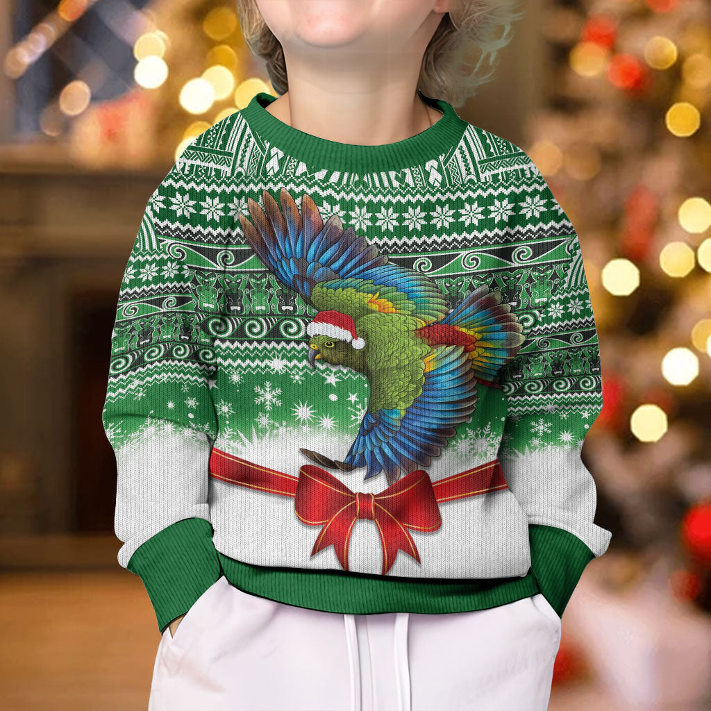 New Zealand Kea Bird Christmas Kid Ugly Christmas Sweater Maori Inspired Knitted Patterns