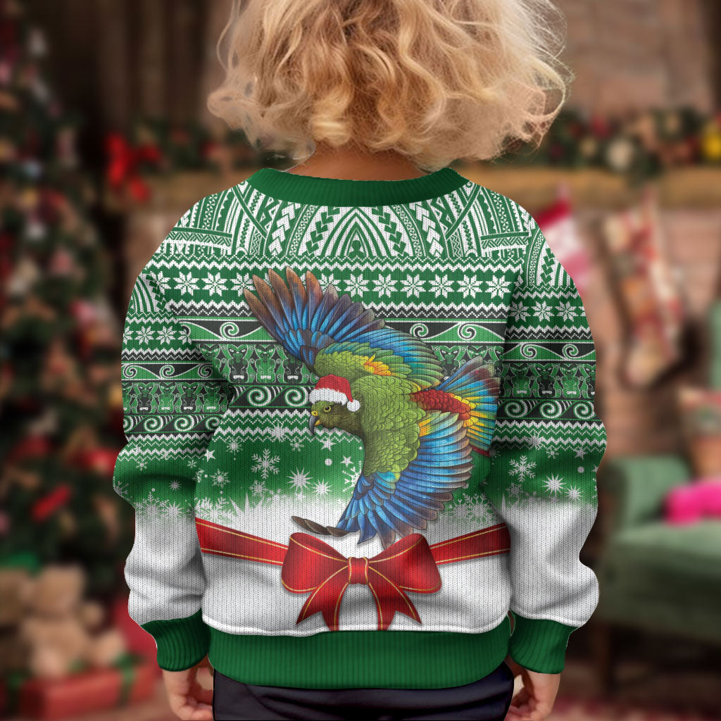 New Zealand Kea Bird Christmas Kid Ugly Christmas Sweater Maori Inspired Knitted Patterns