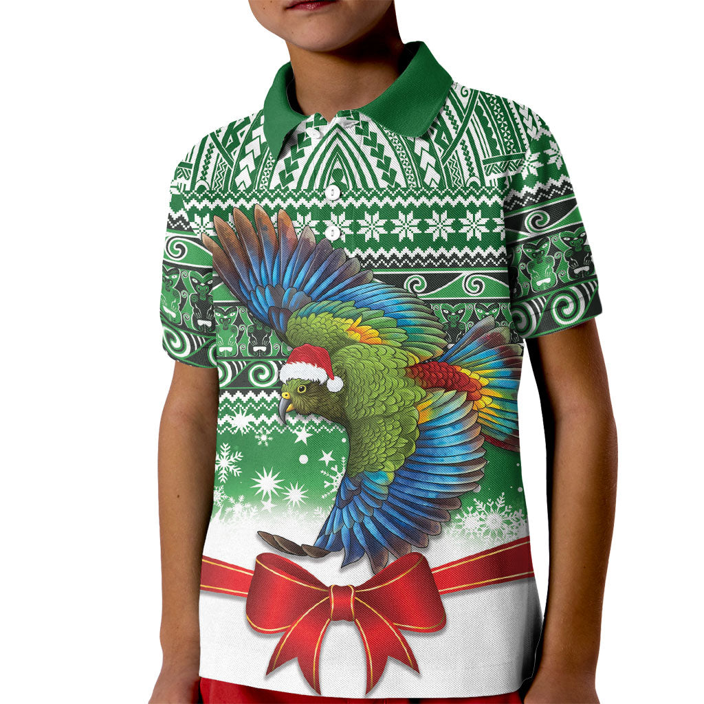 New Zealand Kea Bird Christmas Kid Polo Shirt Maori Inspired Knitted Patterns