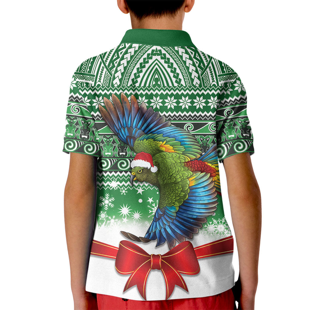 New Zealand Kea Bird Christmas Kid Polo Shirt Maori Inspired Knitted Patterns
