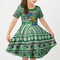 New Zealand Kea Bird Christmas Kid Short Sleeve Dress Maori Inspired Knitted Patterns