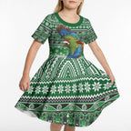 New Zealand Kea Bird Christmas Kid Short Sleeve Dress Maori Inspired Knitted Patterns