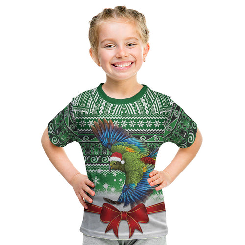 New Zealand Kea Bird Christmas Kid T Shirt Maori Inspired Knitted Patterns