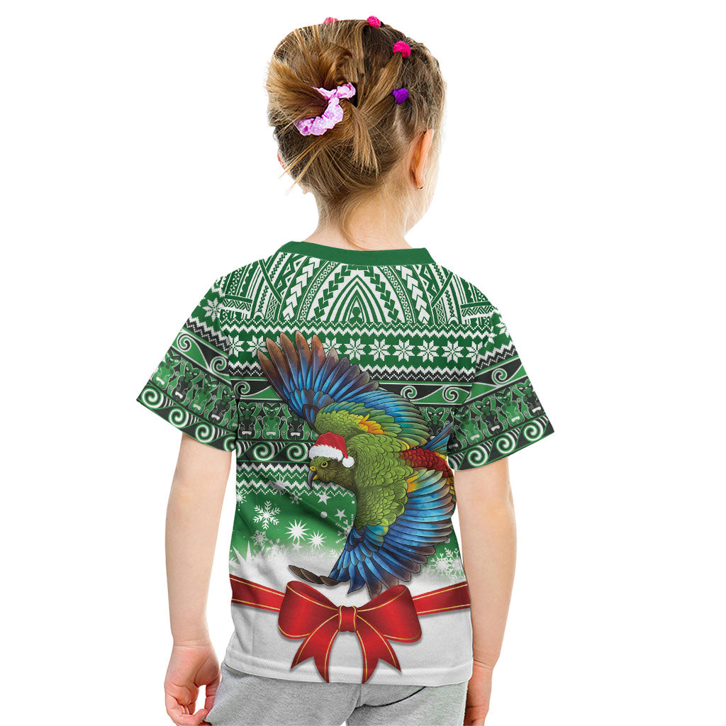 New Zealand Kea Bird Christmas Kid T Shirt Maori Inspired Knitted Patterns