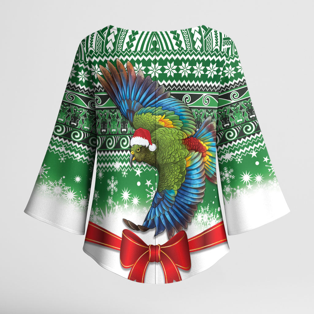 New Zealand Kea Bird Christmas Kimono Sleeve Blouse Maori Inspired Knitted Patterns
