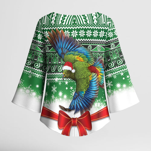 New Zealand Kea Bird Christmas Kimono Sleeve Blouse Maori Inspired Knitted Patterns