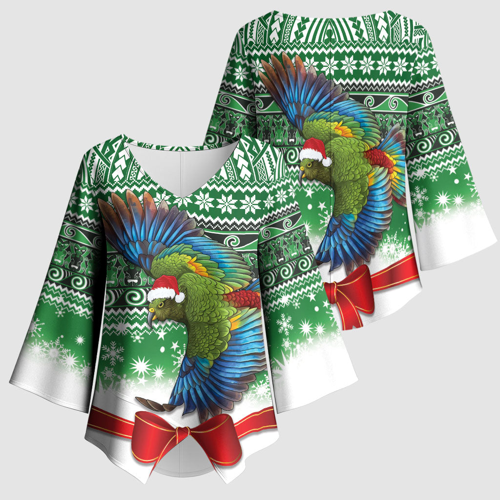 New Zealand Kea Bird Christmas Kimono Sleeve Blouse Maori Inspired Knitted Patterns