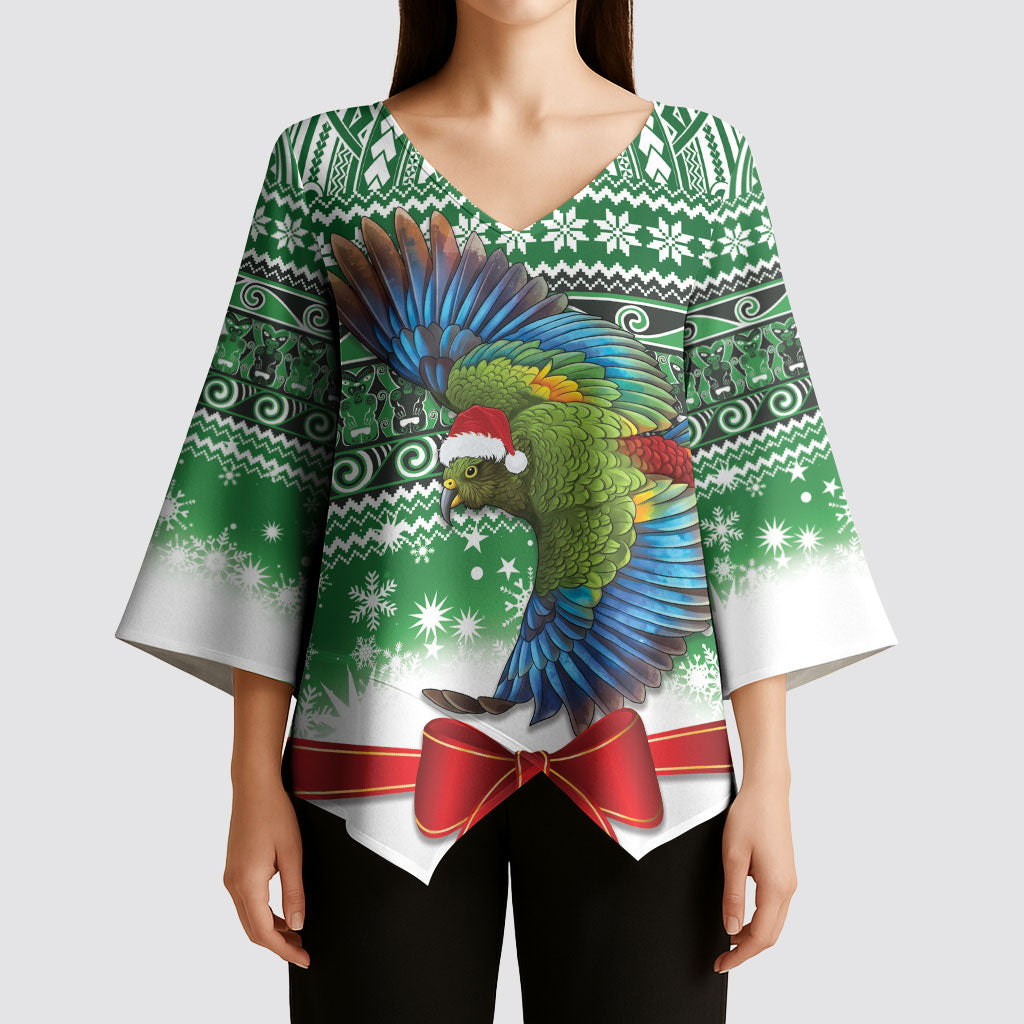 New Zealand Kea Bird Christmas Kimono Sleeve Blouse Maori Inspired Knitted Patterns