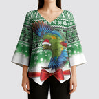 New Zealand Kea Bird Christmas Kimono Sleeve Blouse Maori Inspired Knitted Patterns