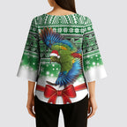 New Zealand Kea Bird Christmas Kimono Sleeve Blouse Maori Inspired Knitted Patterns