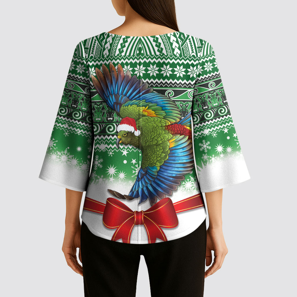 New Zealand Kea Bird Christmas Kimono Sleeve Blouse Maori Inspired Knitted Patterns