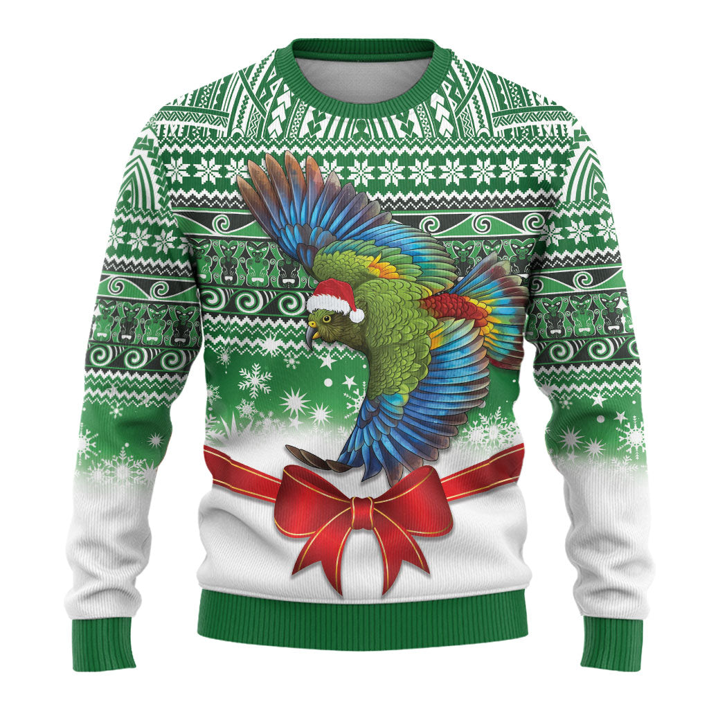 New Zealand Kea Bird Christmas Ugly Christmas Sweater Maori Inspired Knitted Patterns
