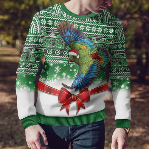 New Zealand Kea Bird Christmas Ugly Christmas Sweater Maori Inspired Knitted Patterns