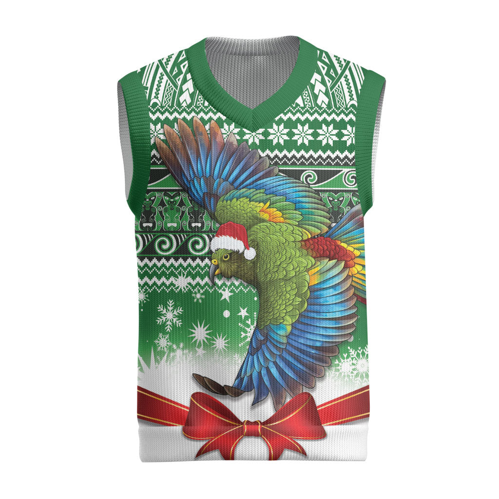 New Zealand Kea Bird Christmas Knitted V-Neck Vest Maori Inspired Knitted Patterns