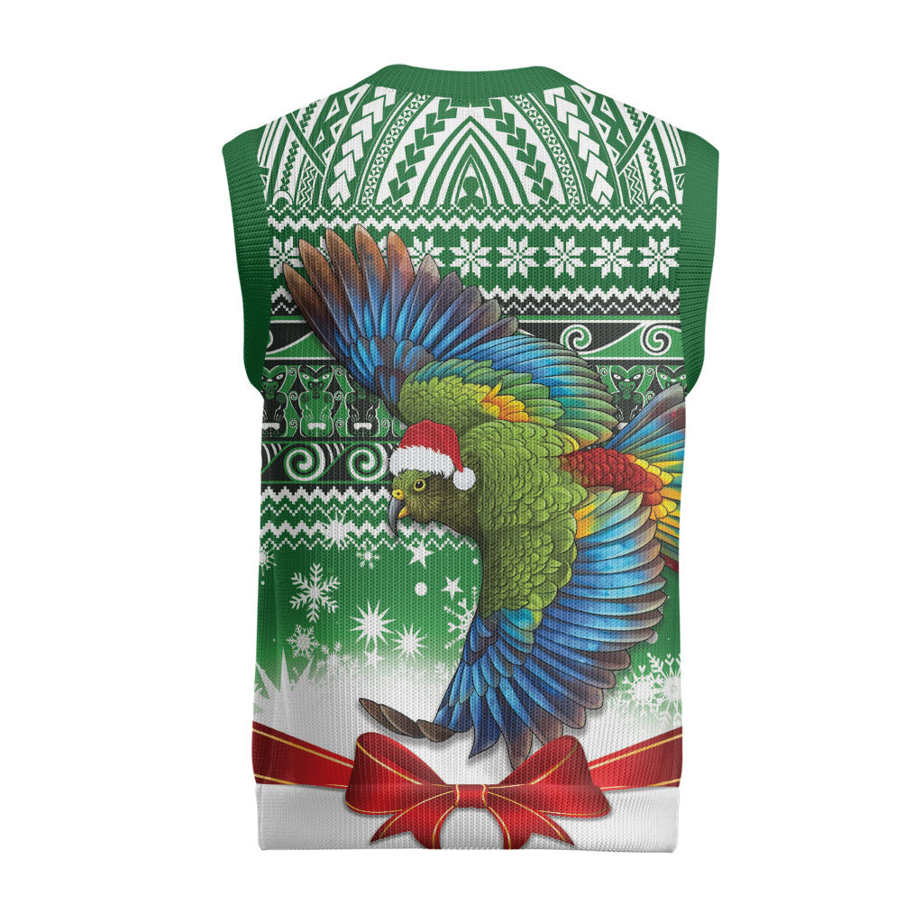 New Zealand Kea Bird Christmas Knitted V-Neck Vest Maori Inspired Knitted Patterns
