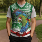 New Zealand Kea Bird Christmas Knitted V-Neck Vest Maori Inspired Knitted Patterns