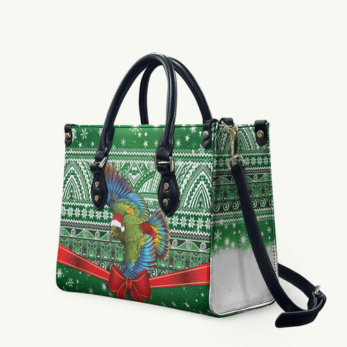 New Zealand Kea Bird Christmas Leather Bag Maori Inspired Knitted Patterns