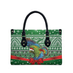 New Zealand Kea Bird Christmas Leather Bag Maori Inspired Knitted Patterns